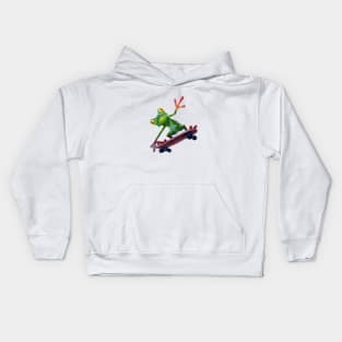 frog skateboard Kids Hoodie